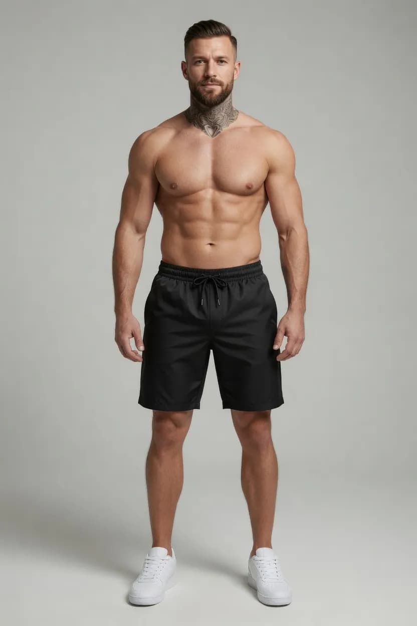 SPODENKI MĘSKIE SZYBKOSCHNĄCE - KOLOR CZARNY - SPORTOWE SHORTY NYLON