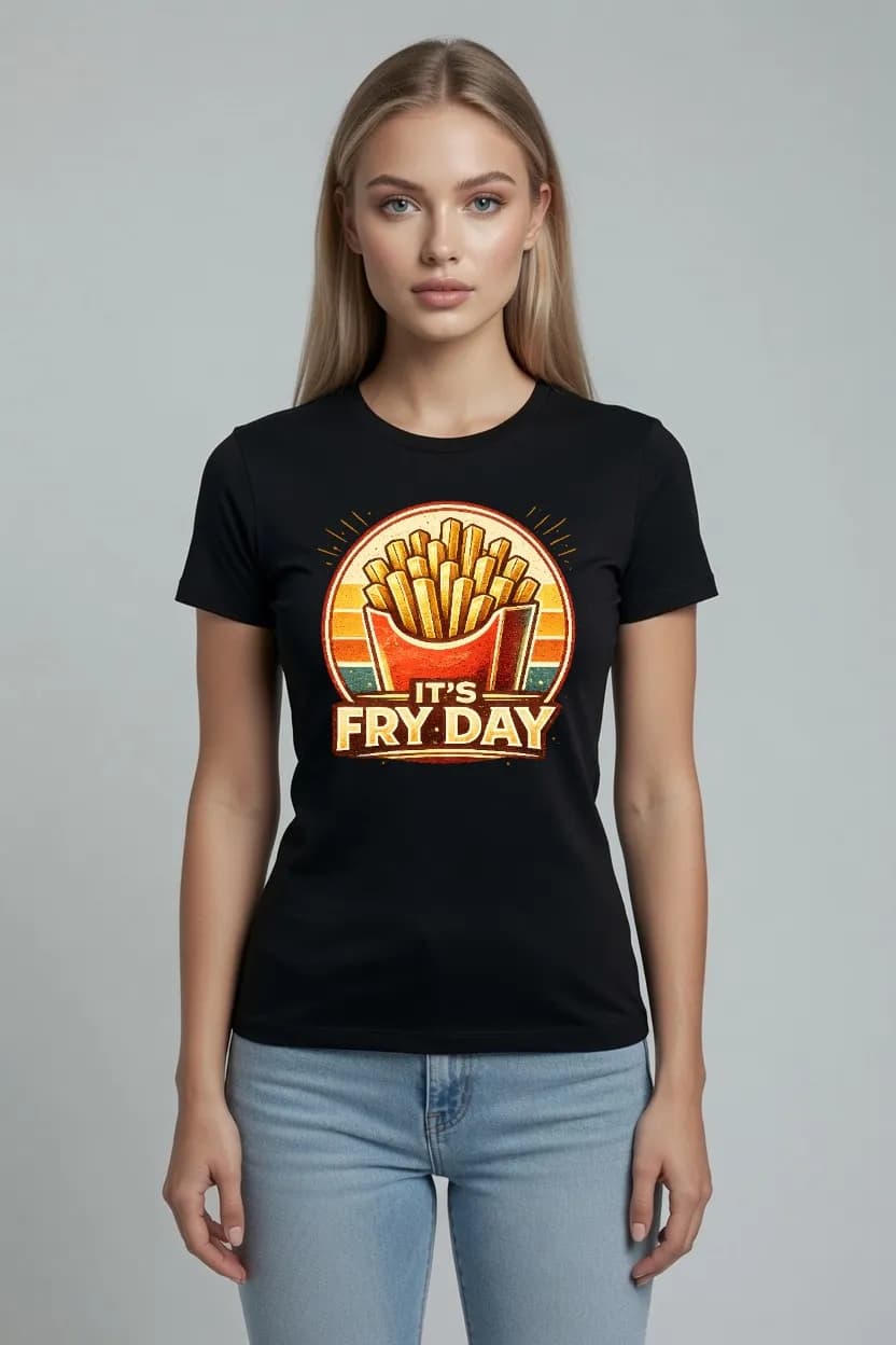 KOSZULKA DAMSKA DLA MIŁOŚNICZKI FRYTEK NADRUK ITS FRY DAY NA PREZENT