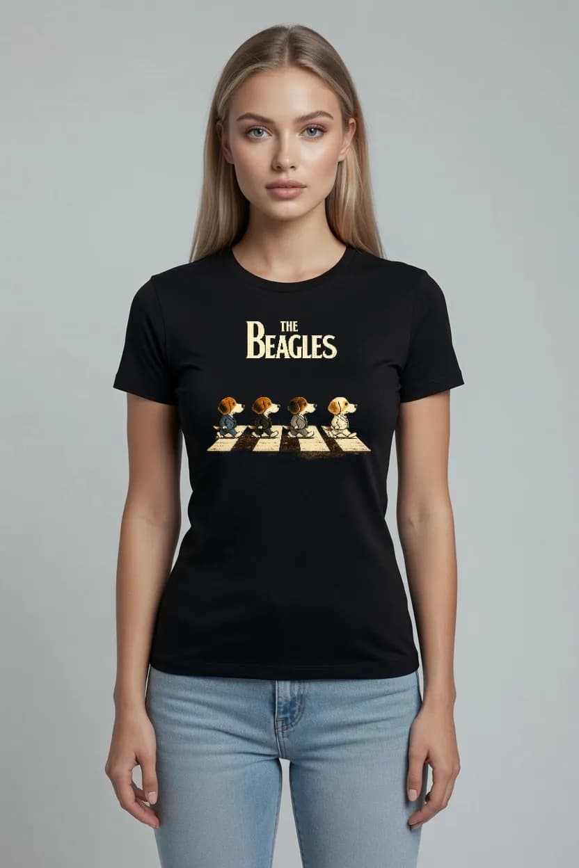KOSZULKA DAMSKA DLA MIŁOŚNICZEK BEAGLI NADRUK THE BEAGLES NA PREZENT